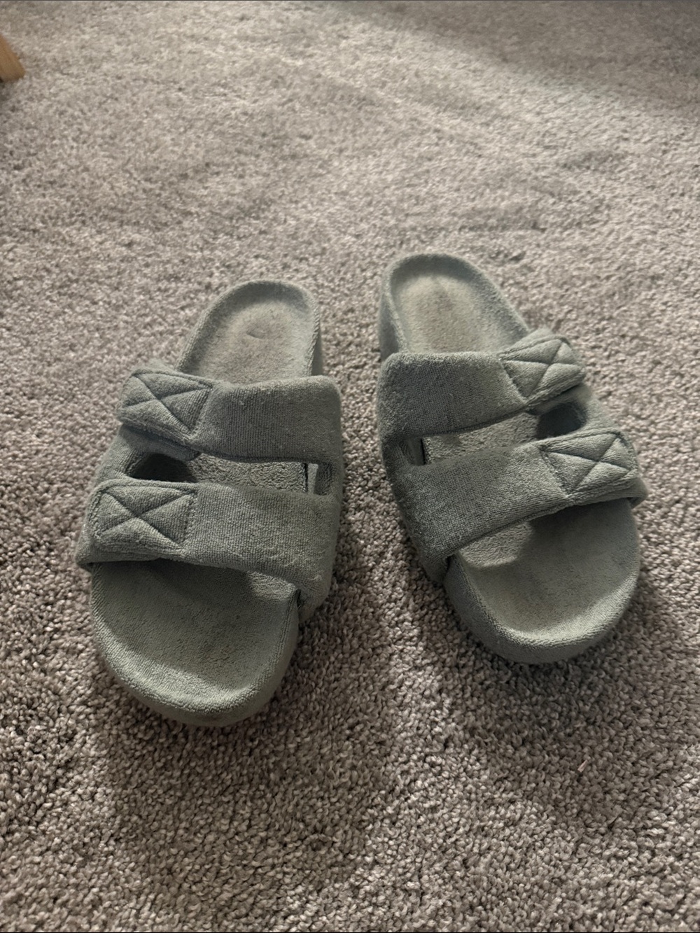 Sage Suede Double Strap Slides